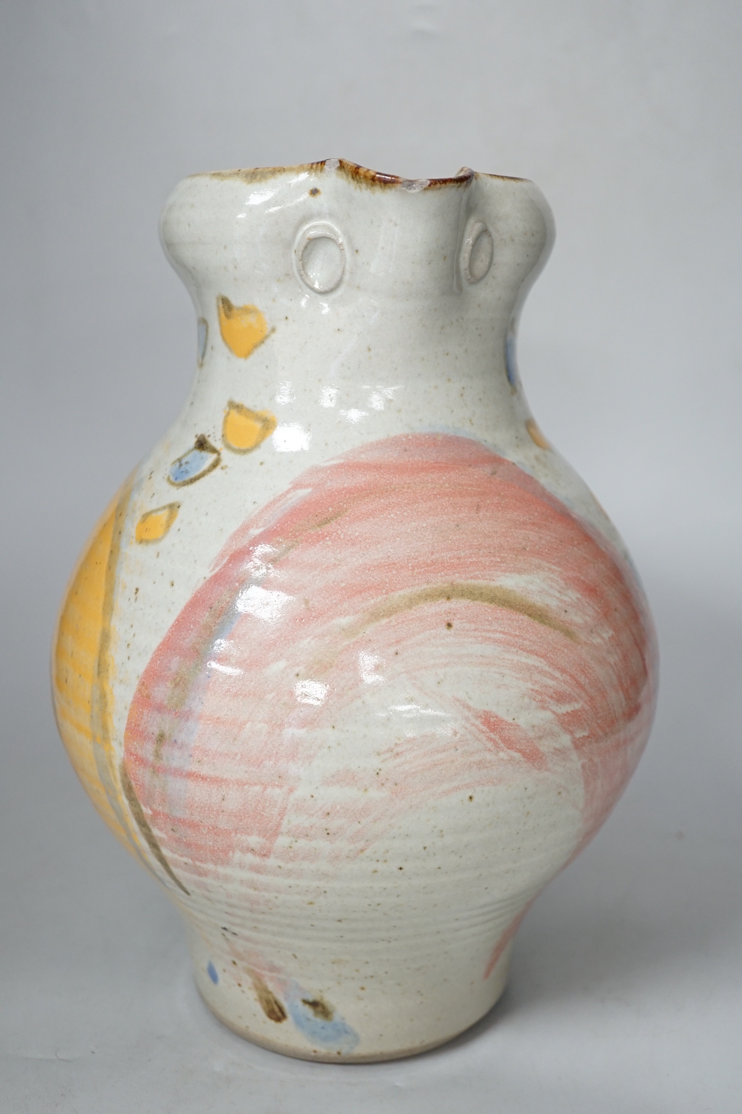 A Roger Cockram Studio pottery jug, 31cm high